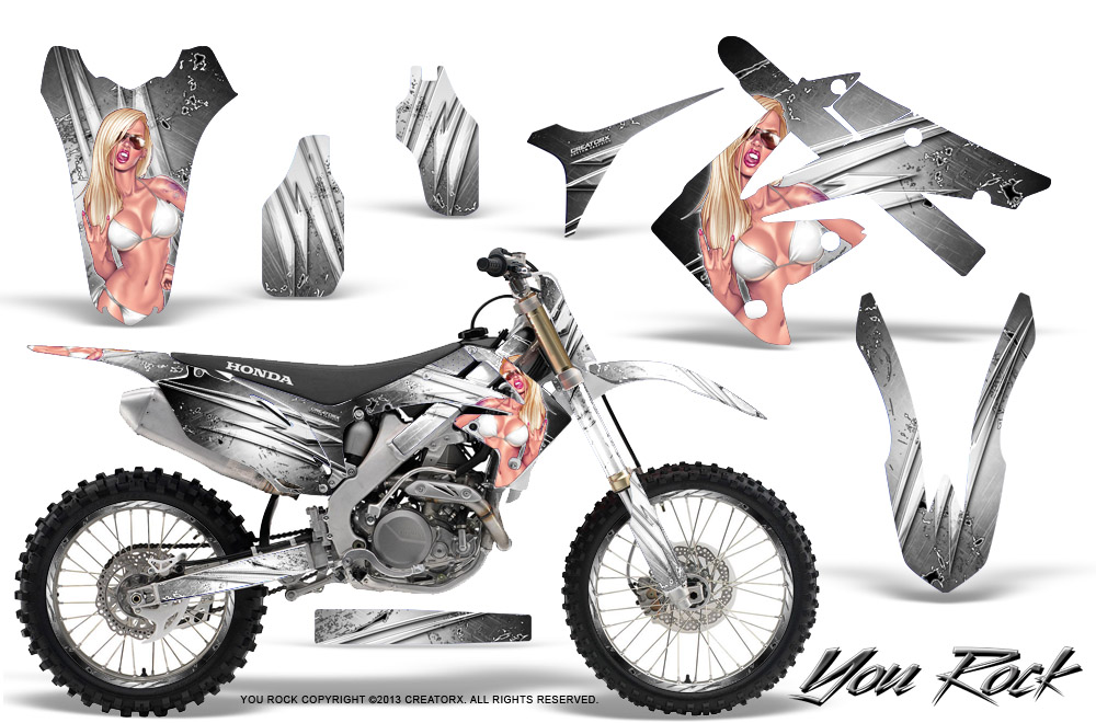 Honda CRF250 10-12 CRF450 09-12 Graphics Kit You Rock White NP Rims